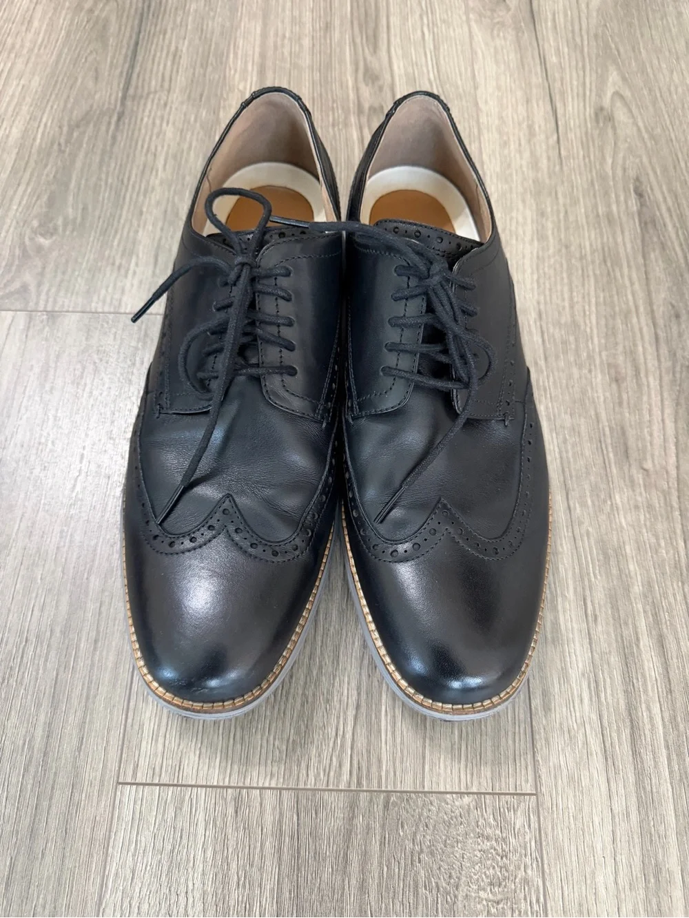 Cole Haan Black Leather Wingtip Oxfords
